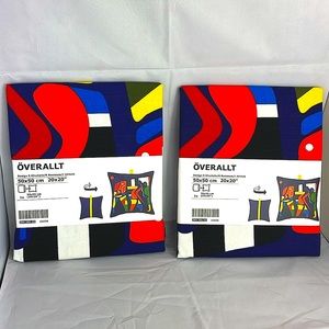 2X IKEA OVERALLT 20x20 Cushion Cover |Abstract Multicolor Dark Blue Throw Pillow